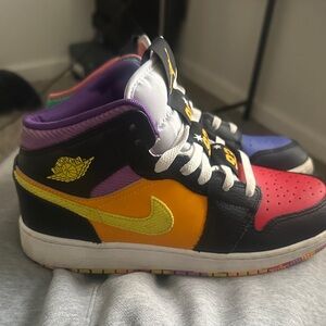 Jordan Kids Sneakers in Red, Yellow, and Purple